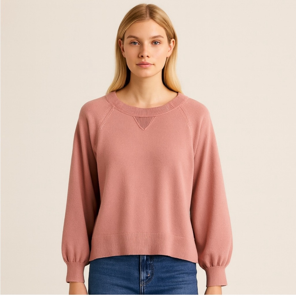 J.Crew Cashmere Cotton Sweatshirt Style Sweater in Dusty Rose